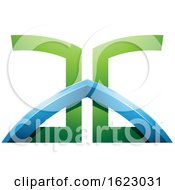 Poster, Art Print Of Green And Blue Bridged Letters A And G