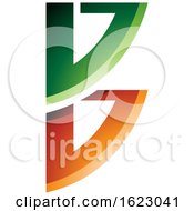 Poster, Art Print Of Green And Orange Bow Like Letter B