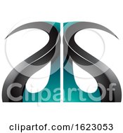 Poster, Art Print Of Turquoise And Black Curvy Letters A And G
