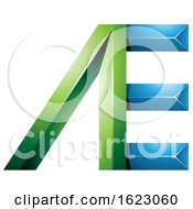 Poster, Art Print Of Green And Blue Letters A And E