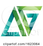 Green And Turquoise Folded Triangular Letters A And G