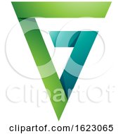 Poster, Art Print Of Green And Turquoise Folded Triangle Letter G