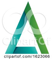 Poster, Art Print Of Green And Turquoise Folded Triangle Letter A