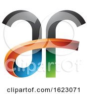 Poster, Art Print Of Black Orange Blue And Green Curvy Letters A And F