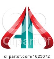 Poster, Art Print Of Turquoise And Red Arrow Like Letters A And D