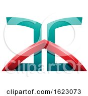 Poster, Art Print Of Turquoise And Red Bridged Letters A And G