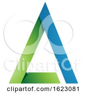 Poster, Art Print Of Green And Blue Folded Triangle Letter A