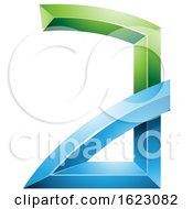 Poster, Art Print Of Green And Blue Letter A With Bended Joints
