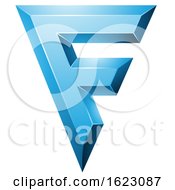 Poster, Art Print Of Blue Geometric Letter F