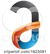 Poster, Art Print Of Black Orange And Blue Curvy Letter A