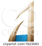 Poster, Art Print Of Blue And Beige Or Gold Arrow Shaped Letter A