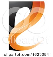 Poster, Art Print Of Black And Orange Curvy Letter E