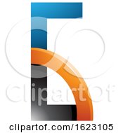 Poster, Art Print Of Black Blue And Orange Letter G With A Quarter Circle