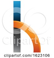 Poster, Art Print Of Black Blue And Orange Letter H With A Quarter Circle