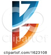 Poster, Art Print Of Blue And Orange Bow Like Letter B