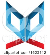 Blue And Red Butterfly Like Letter E