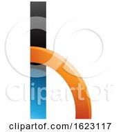 Poster, Art Print Of Blue And Orange Letter H With A Quarter Circle