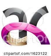 Poster, Art Print Of Black Beige And Magenta 3d Curvy Letters A And K
