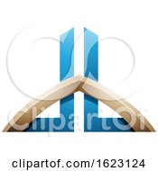 Poster, Art Print Of Blue And Beige Bridged Skyscraper Like Letters D And B