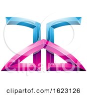 Poster, Art Print Of Blue And Magenta Bridged Letters A And G