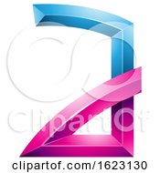 Poster, Art Print Of Blue And Magenta Letter A With Bended Joints