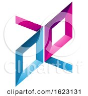 Poster, Art Print Of Blue And Magenta Frame Like Letters A And E
