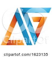 Poster, Art Print Of Blue And Orange Folded Letters A And G