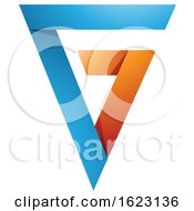 Poster, Art Print Of Blue And Orange Folded Triangle Letter G