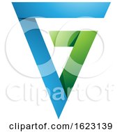 Poster, Art Print Of Green And Blue Folded Triangle Letter G