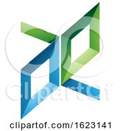 Poster, Art Print Of Blue And Green Frame Like Letters A And E