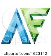Poster, Art Print Of Blue And Green Letters A And F