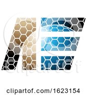Poster, Art Print Of Blue Gold And Black Honeycomb Patter Letters A And E