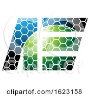 Poster, Art Print Of Blue Green And Black Honeycomb Patter Letters A And E