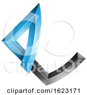 Poster, Art Print Of Black And Blue Letter E With Bended Joints
