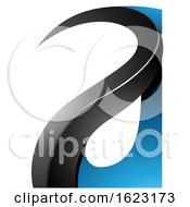 Poster, Art Print Of Black And Blue Curvy Letter A