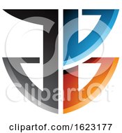 Poster, Art Print Of Blue Black And Orange Shield Like Letters A And B