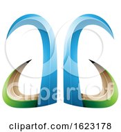 Blue And Green 3d Horn Like Letters A And G
