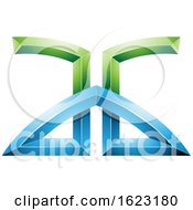 Poster, Art Print Of Blue And Green Bridged Letters A And G