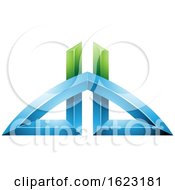 Poster, Art Print Of Blue And Green Bridged Letters D And B