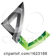 Poster, Art Print Of Black And Green Letter E With Bended Joints