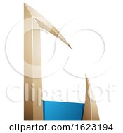 Poster, Art Print Of Blue And Beige Or Gold Arrow Shaped Letter C