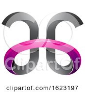 Poster, Art Print Of Magenta And Black Curvy Letters A And G