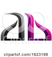 Poster, Art Print Of Magenta And Black Bow Like Letters A And B