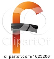 Poster, Art Print Of Black And Orange Curvy Letter F