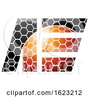 Poster, Art Print Of Orange And Black Honeycomb Patter Letters A And E