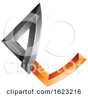 Poster, Art Print Of Black And Orange Letter E With Bended Joints