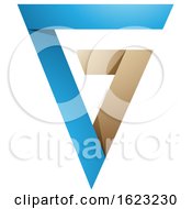 Poster, Art Print Of Blue And Beige Folded Triangle Letter G