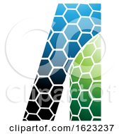 Poster, Art Print Of Black Blue And Green Honeycomb Pattern Letter A