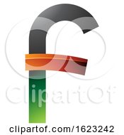 Poster, Art Print Of Black Orange And Green Curvy Letter F