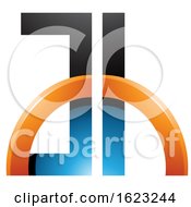 Poster, Art Print Of Blue And Orange Letters A And H With A Half Circle